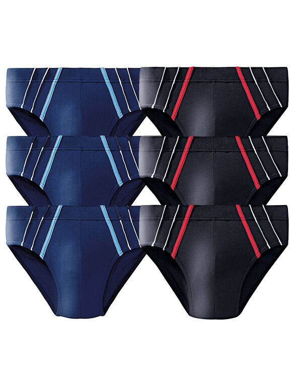 Slip taille confort - lot de 6 (marine / noir)