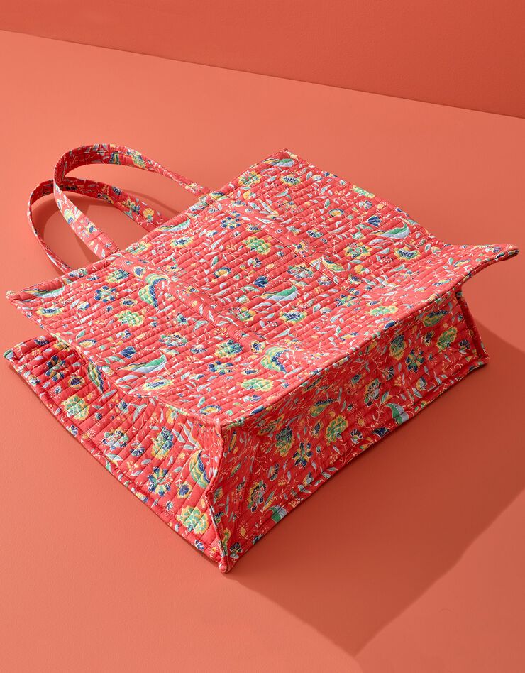 Grand sac de rangement, imprimé floral Indian Summer  (corail / écru)