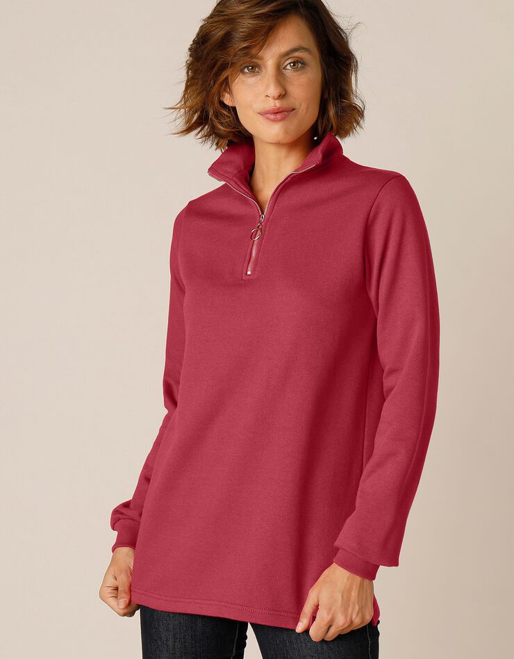 Sweat col montant zippé (cerise) Sweat col montant zippé (cerise)