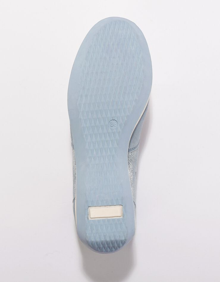 Baskets zippées compensées en cuir femme (bleu grisé)