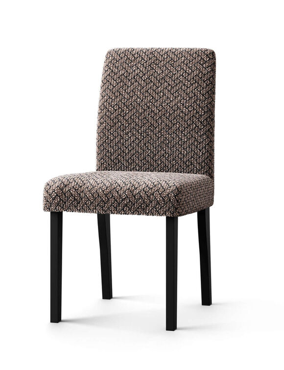 Housse bi-extensible microfibre gaufr&eacute;e graphique sp&eacute;ciale chaise (chocolat)