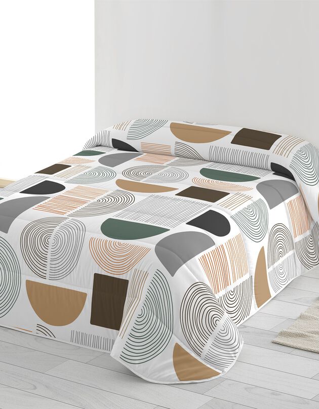 Couette microfibre imprimée formes géométriques 200 g/m² (blanc / multicolore)