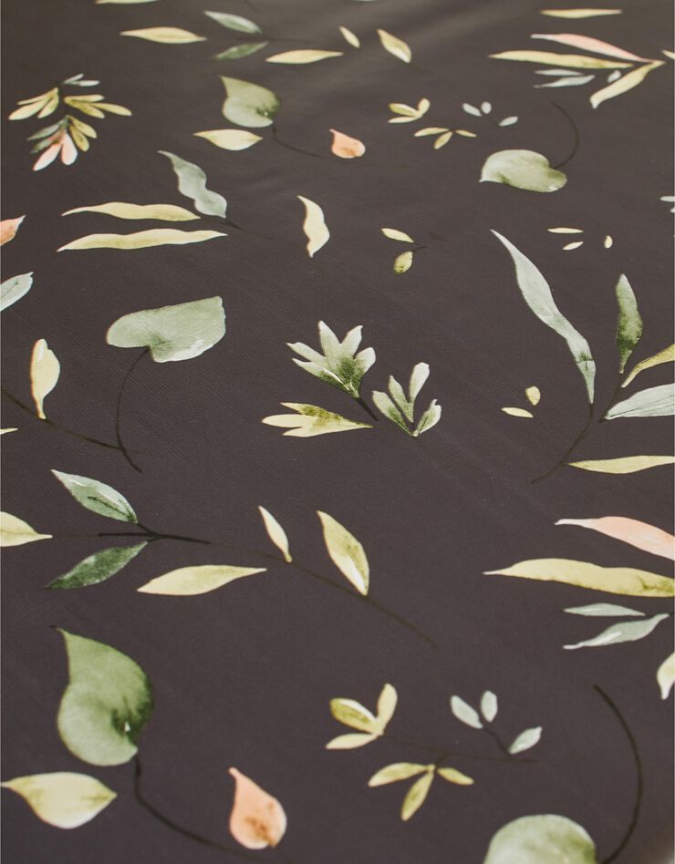 Nappe toile cirée imprimé Florale (anthracite / vert)