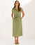 Robe longue en coton d&eacute;lav&eacute;  (kaki clair)