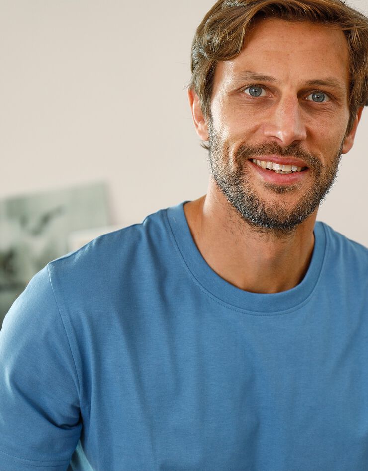 Tee-shirt col rond manches courtes - lot de 3 (bleu gris + taupe + gris) Tee-shirt col rond manches courtes - lot de 3 (bleu gris + taupe + gris)