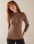Pull col montant court, maille côtelée (taupe)