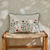 Coussin rectangulaire coton lin broderie fleurie (vert / orange)