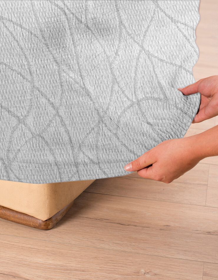 Housse extensible motif jacquard pour fauteuil et canapé  (gris clair)