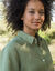 Robe chemise en coton-lin, manches retroussables (kaki)