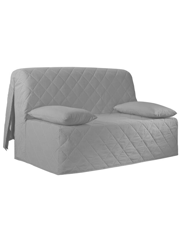 Housse canapé BZ coton bachette uni matelassé (gris perle)