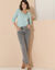 Cardigan boutonné col rond uni (vert d'eau)