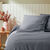 Jeté de lit uni tissé coton (gris anthracite)