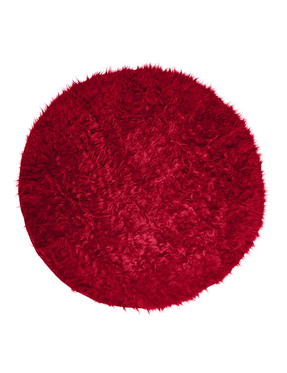 Tapis rond poils longs (rouge)