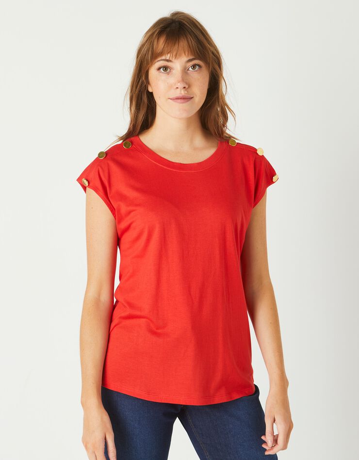 Tee-shirt épaules boutonnées (rouge) Tee-shirt épaules boutonnées (rouge)