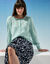 Cardigan col rond, maille ajourée (vert d'eau)