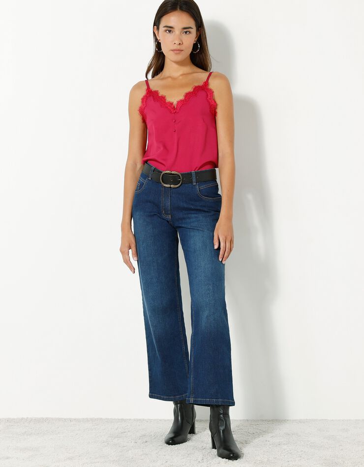 Crop Top Bleu Clair Urban Outfitters - Bretelles Réglables Dentelle - Taille M