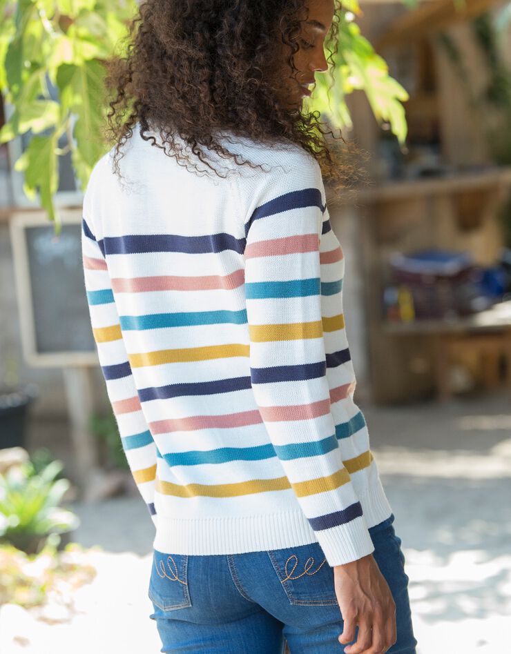 Pull marinière manches longues rayé (blanc / multicolore)