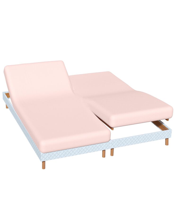 Drap-housse uni percale sommier articulé bonnets 26 cm (rose poudré)