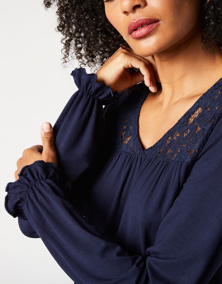 Tunique col V dentelle jersey (marine) Tunique col V dentelle jersey (marine)