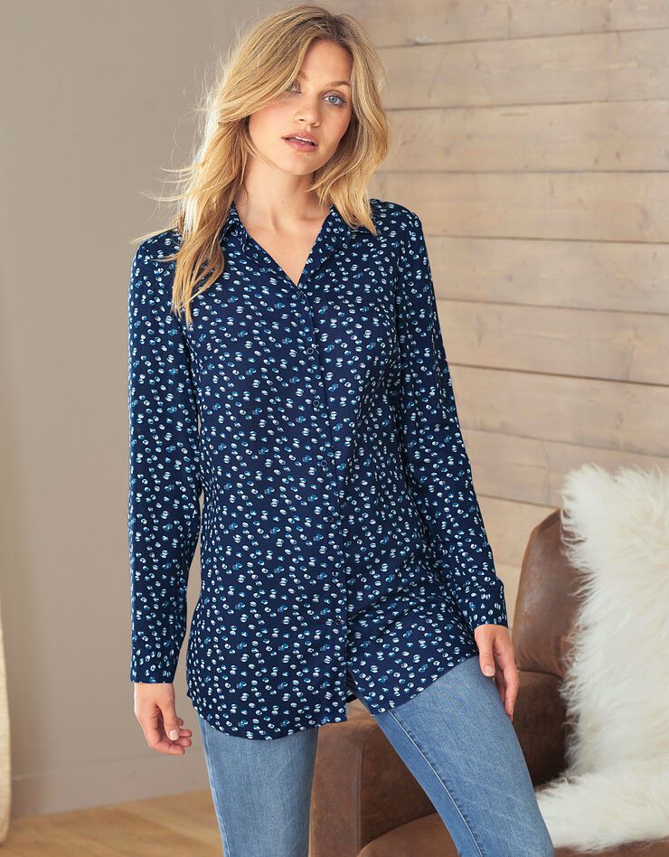 Chemise liquette imprimée pois (marine) Chemise liquette imprimée pois (marine)
