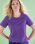 T-shirt col rond manches courtes, détail broderie anglaise (violet)