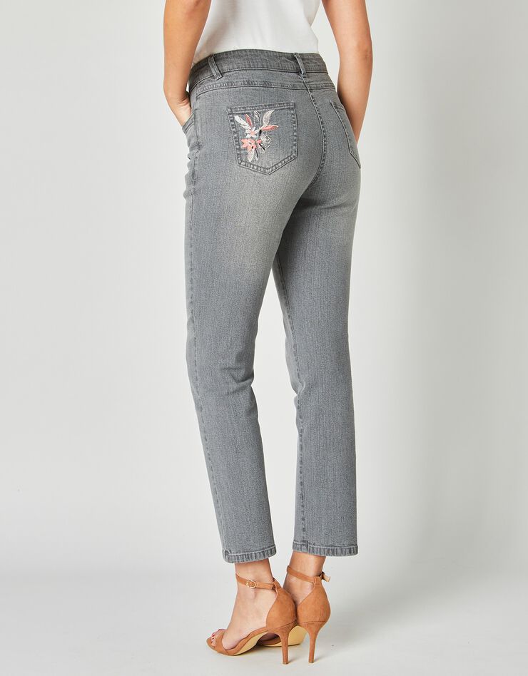 Jean droit poche brodé (gris) Jean droit poche brodé (gris)