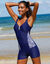 Combishort de bain imprimé zèbre (marine)