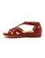 Sandales cuir multibrides ajourées (rouge)