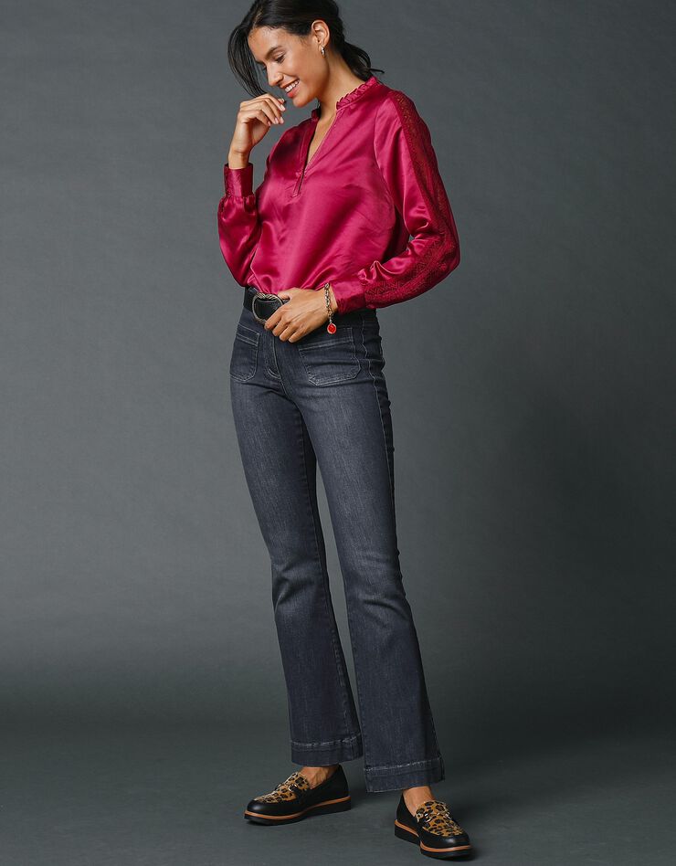 Blouse satinée manches longues (violine) Blouse satinée manches longues (violine)