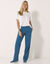 Pantalon coupe large molleton taille élastiquée (bleu pétrole)