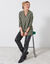 Blouse col tunisien imprimé pois, crêpe (kaki / noir)