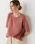 Pull manches courtes, maille pointelle toucher doux (bois de rose)
