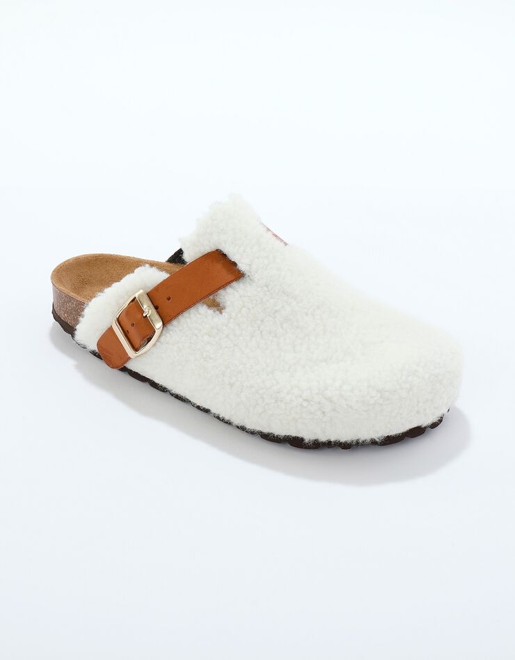 Chaussons sabot en sherpa à bride réglable (écru) Chaussons sabot en sherpa à bride réglable (écru)