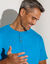 T-shirt Henley confort manches courtes - coton biologique (bleu azur)