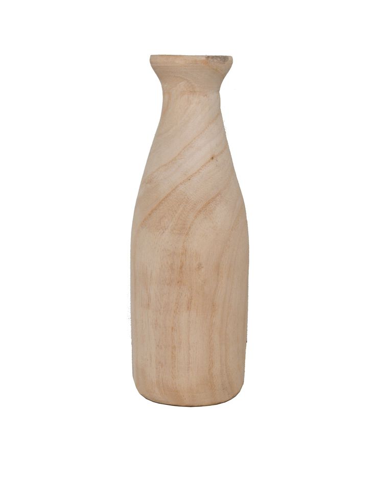 Vase en bois brut forme bouteille - hauteur 23 cm (bois)