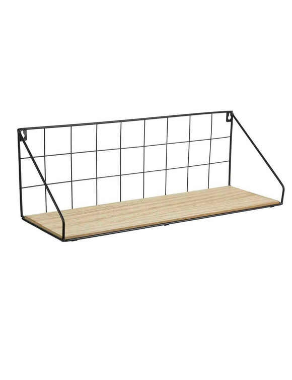 Etag&egrave;re filaire m&eacute;tal et bois &ndash; 1 tablette (noir)