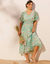 Robe longue voile imprimé (vert / rose)