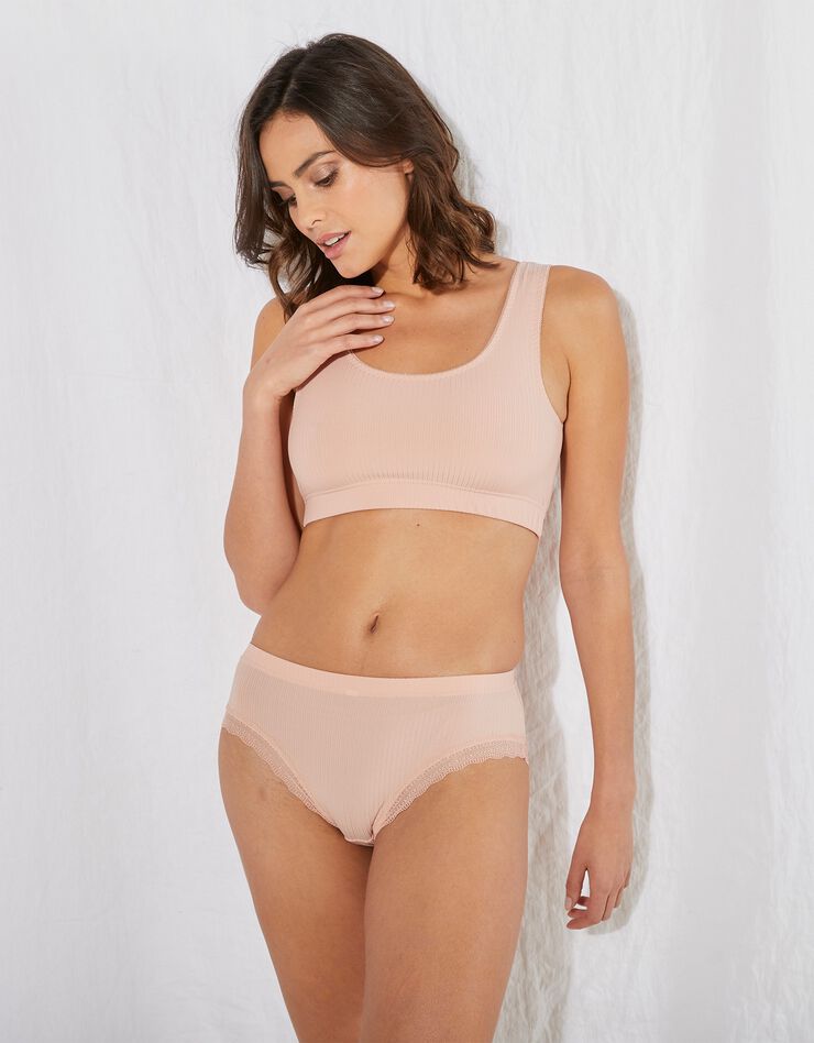 Brassière maille côtelée microfibre stretch - lot de 2 (ivoire + rose grisé) Brassière maille côtelée microfibre stretch - lot de 2 (ivoire + rose grisé)