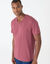 Tee-shirt col V manches courtes (rose fonc&eacute;)