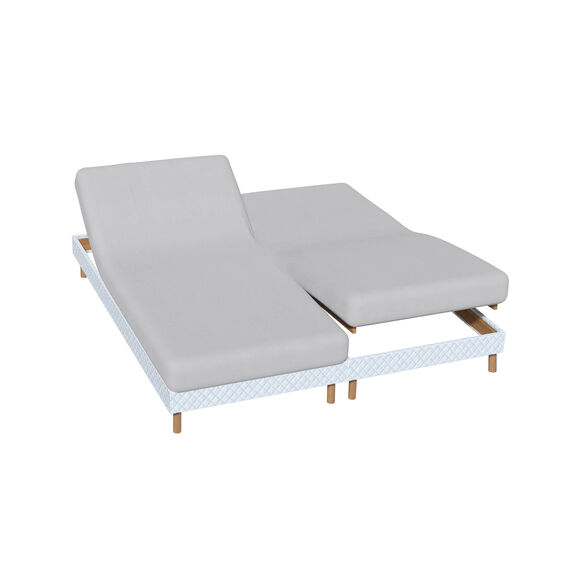 Drap-housse uni sommier articulé flanelle bonnets 26 cm (gris perle)