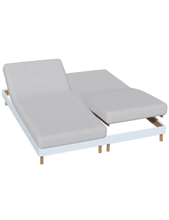 Drap-housse uni sommier articulé flanelle bonnets 26 cm (gris perle)