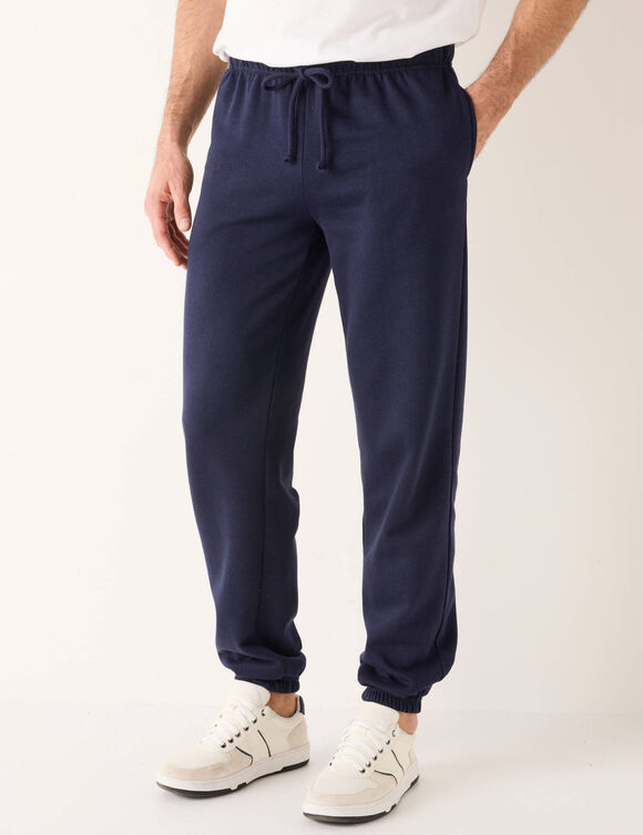 Pantalon jogging molleton bas élastiqué (marine)