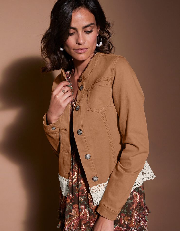 Veste col rond macramé (caramel) Veste col rond macramé (caramel)