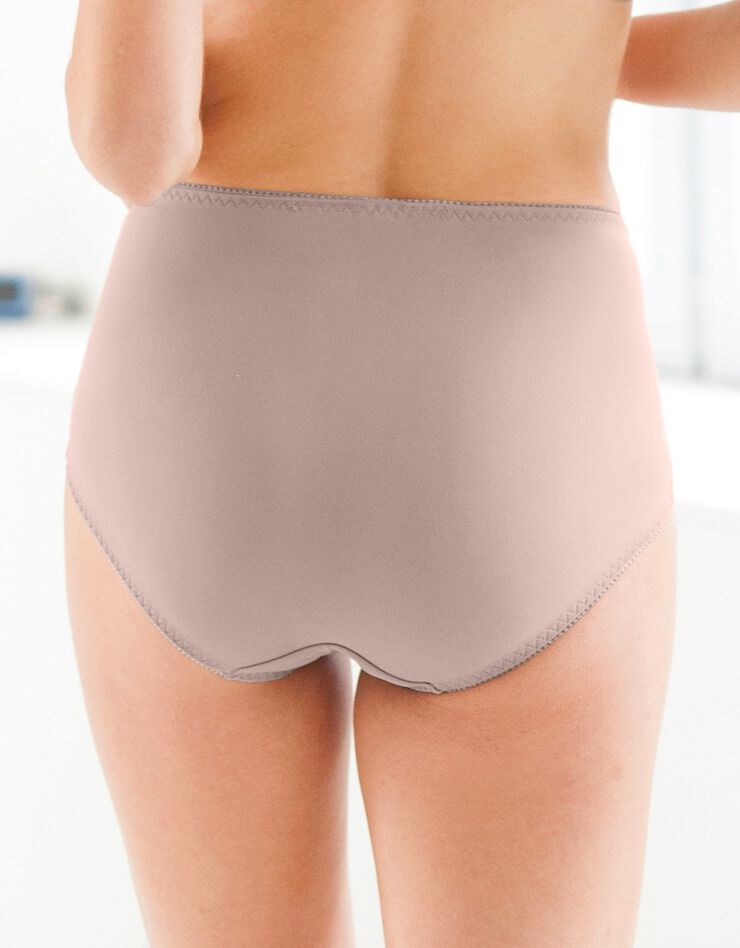 Gainette ventre plat microfibre tulle brodé Sienne - lot de 2 (taupe + blanc)