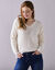 Pull col V, maille anglaise toucher doux (écru)