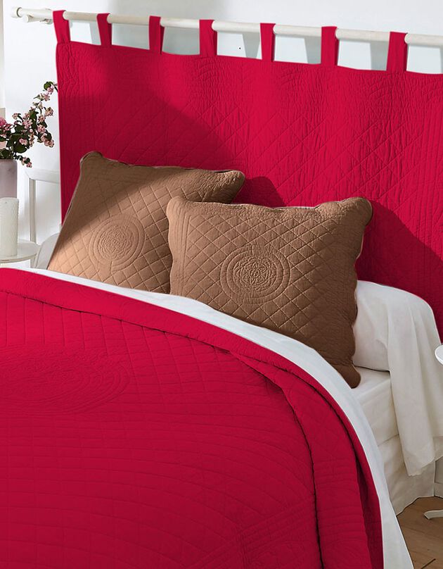 Tête de lit unie coton style boutis Cassandre (cerise)