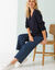 Pull loose col V, maille anglaise (marine)