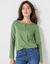 T-shirt col tunisien manches longues (vert mousse)