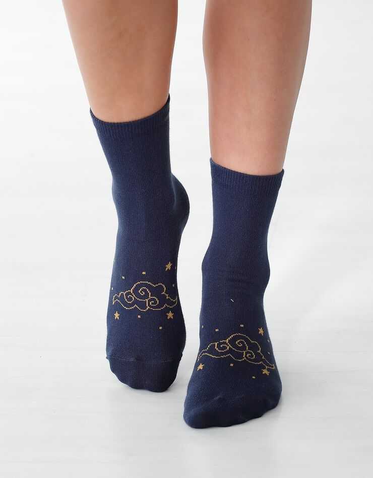 Chaussettes motif astres - lot de 4 paires (marine / bleu canard)