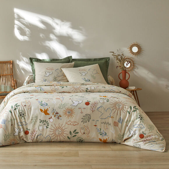 Linge de lit Madère imprimé provençal - en coton  (sable)